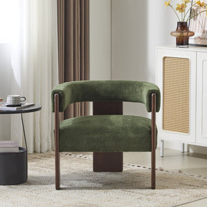English Elm Christopher Knight Home® - Modern Velvet Upholstered Accent Arm chair with Barrel Back Design, Luxurious Velvet Comfort & Curved Legs Olive Green,Walnut 29.5 L x 25.5 W x 14.5 H N776P205886G