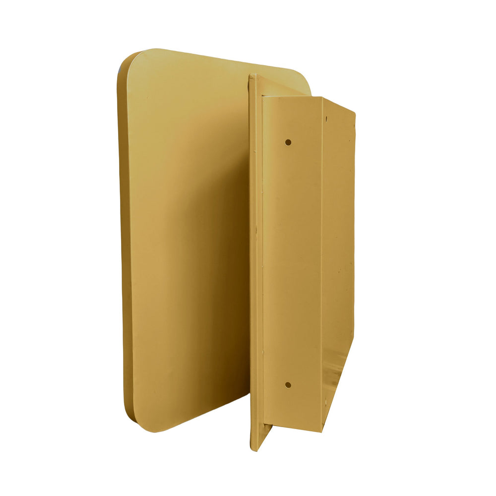 English Elm 16x24 Recessed Golden Metal Framed Medicine Cabinet with Mirror, Adjustable Shelves, Elegant Matte Gold Finish and Storage for Bathroom (Recessed) W1435P191606