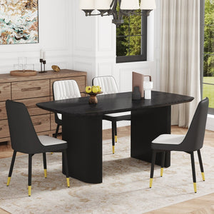 English Elm Table And Chair Set: Modern Black Wood-Grain Dining Table With 4 Stylish Spliced Chairs For Comfort W1151S04177-GIGA