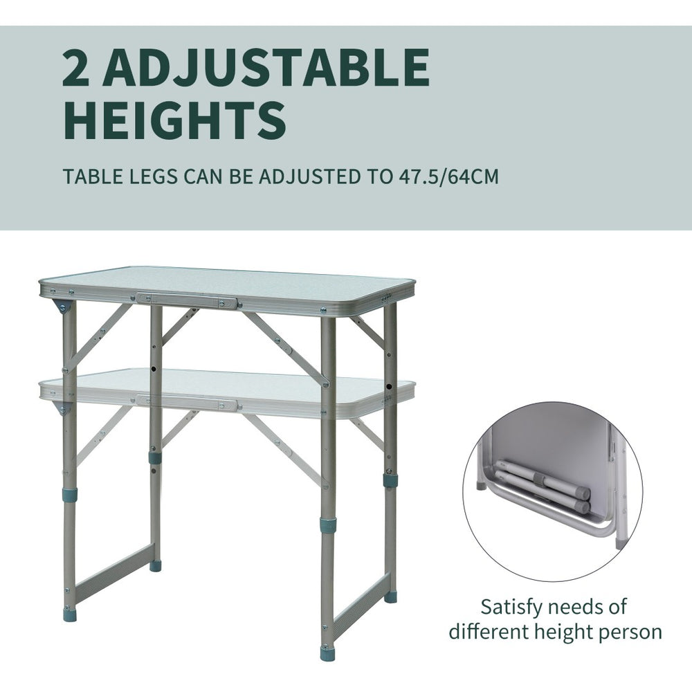 English Elm Portable Folding Camp Table Lightweight Aluminum Frame Mdf Top Two Height Settings T3971P383356