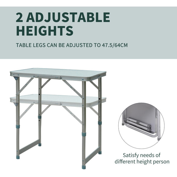 English Elm Portable Folding Camp Table Lightweight Aluminum Frame Mdf Top Two Height Settings T3971P383356