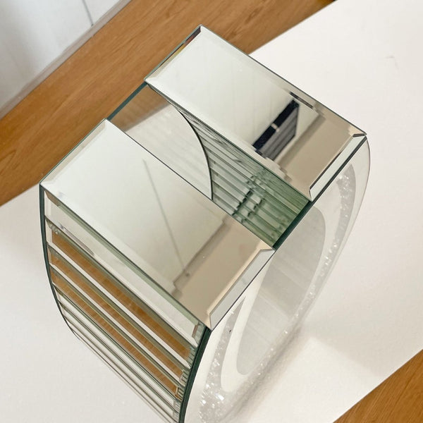 English Elm 35.82"u-shaped Tall Glass Floor Vase with Crystal Diamond Mosaic Silver Mirror Finish W3836P379832