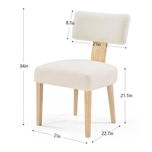 English Elm Wooden Dining Chair Set Teddy Fleece Upholstered Rubberwood Legs for Kitchen or Living Room W1687P372427