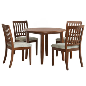 English Elm 5-piece Round Folding Dining Set with Mdf Table and Upholstered Chairs for Small Spaces Brown N752S0010618D