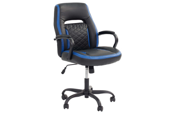 English Elm Blue Faux Leather Office Chair Ergonomic Plush Padding Lumbar Support Adjustable Height Casters B011P366762