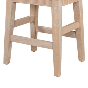 English Elm TREXM Retro 4-Piece Space-Saving Bar Table Set with 3 Stools, USB Power Strip, Storage Drawers Natural ST000145AAD