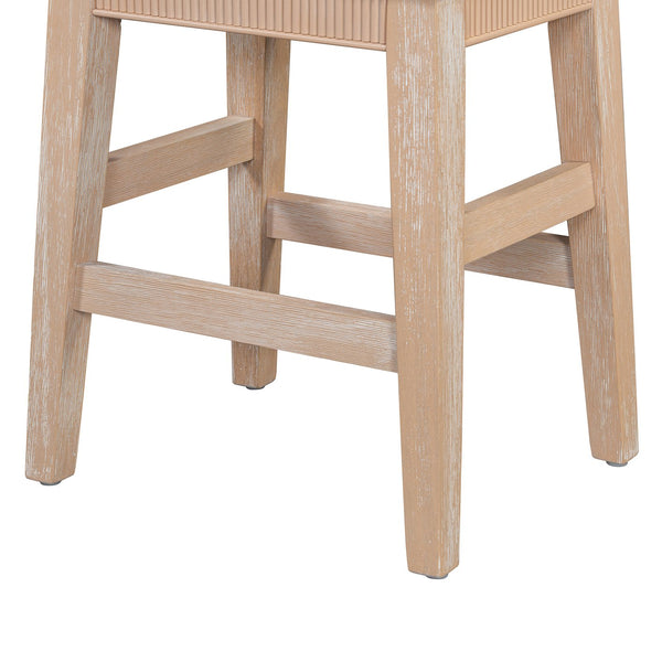 English Elm TREXM Retro 4-Piece Space-Saving Bar Table Set with 3 Stools, USB Power Strip, Storage Drawers Natural ST000145AAD