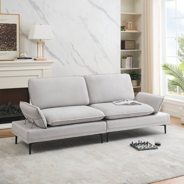 English Elm Woven 2-Seater Sofa 89" Wide Upholstered Polyester Blend, Solid Wood Frame, Metal Legs, Modern W1658S00059