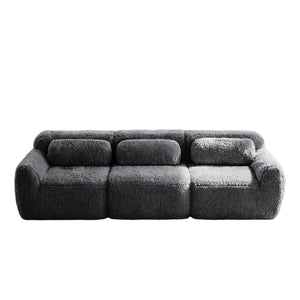 English Elm 114''soft Plush Modular Sectional Sofa with Cloud Cushions for Living Room Theater Dark Grey W714S01549