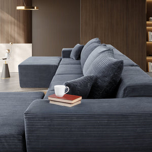 English Elm 6-Piece Modular U-Shaped Sectional Sofa with Chaise Convertible Corduroy Comfort and Secure Base Gray W3163S00039