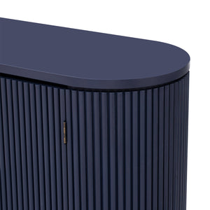 English Elm U_STYLE Vertical Striped Door Storage Cabinet with Metal Handles, Adjustable Shelves, 220lb Top Capacity Navy Blue WY000407AAV