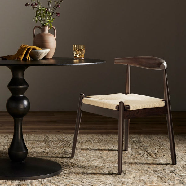 English Elm Weave Dining Chairs Set Of 2 - Mid-Century Modern Oak Frame With Handwoven Seats For Any Space T3623P371951-GIGA