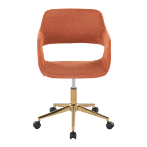 English Elm Margarite Contemporary Task Chair In Bold Orange Fabric & Gold Metal Base For Stylish Comfort B202P223906