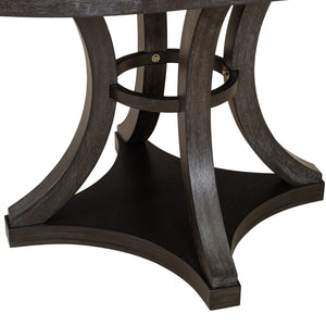 English Elm TREXM Retro 5-Piece Extendable Round-to-Oval Dining Set with Upholstered Chairs and Distressed Finish Espresso ST000144AAP