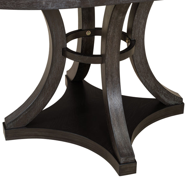 English Elm TREXM Retro 5-Piece Extendable Round-to-Oval Dining Set with Upholstered Chairs and Distressed Finish Espresso ST000144AAP