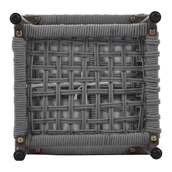 English Elm K&K 6-Piece Rope Patio L-Shaped Sectional Set with Acacia Wood Ice Box Table and Deep Cushions Grey N707S000014G