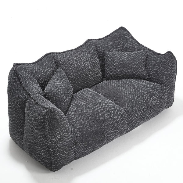 English Elm Soft Plush Foam Beanbag Chair for Two People, Square Recliner Sofa With Superfiber Comfort Embrace Black W1996P252276