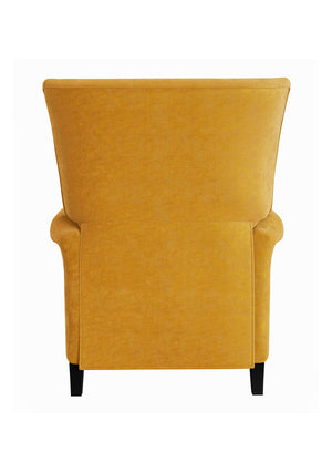 The Canary Prolounger Push Back Recliner In Mustard Yellow Velvet — Tufted Roll Arms, Espresso Legs, Cozy Support