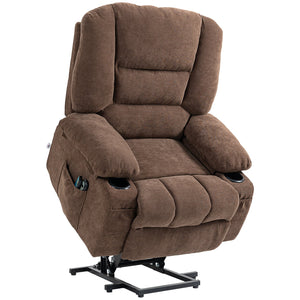 English Elm HOMCOM Power Lift Recliner Chair with Heat & 8-Mode Vibration Massage, Remote, Cup Holders Brown W2225P200399