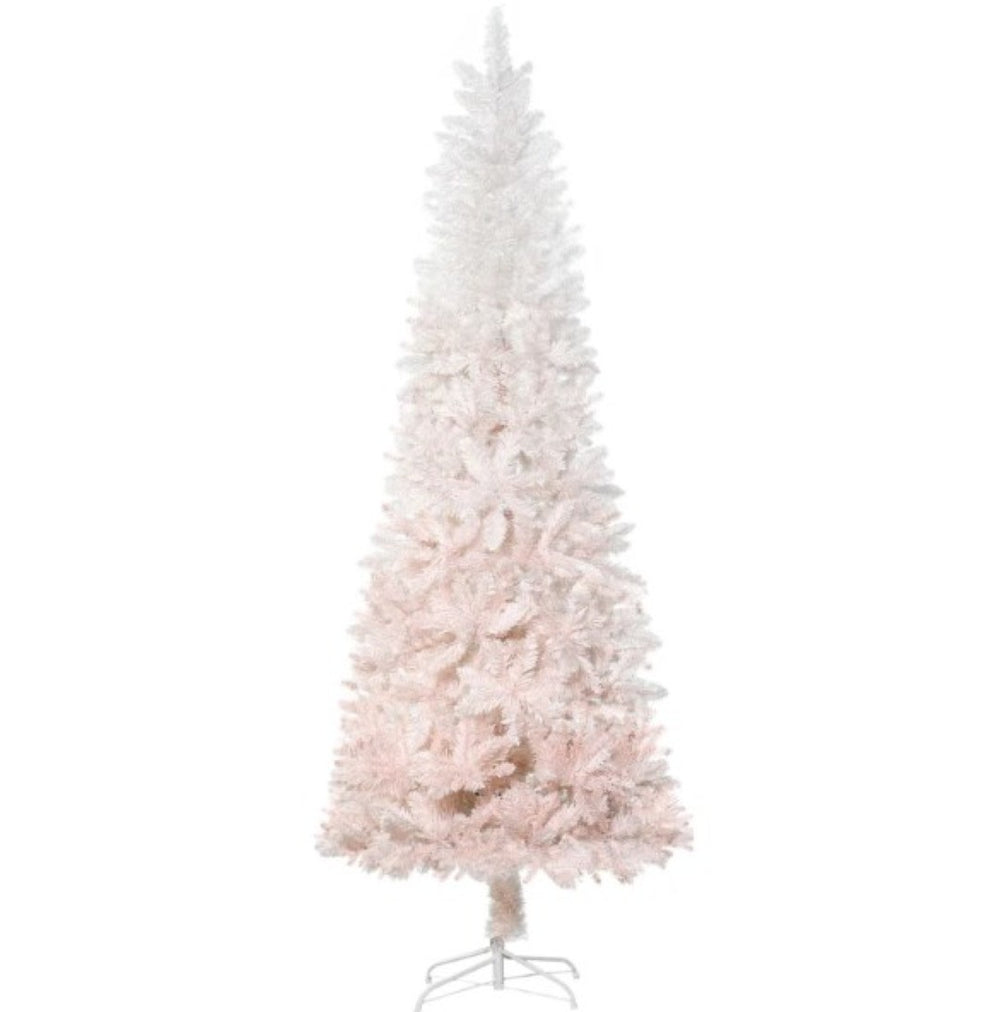 English Elm Christmas Pencil Fir Slim Blush Pink Gradient Tree with Dense Pvc Tips Steel Base T3971P419795
