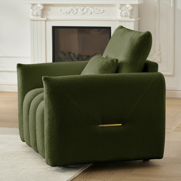 English Elm 35 Inch Teddy Velvet Lounge Chair Plush Curved Accent Seat for Living Room W2564P457793