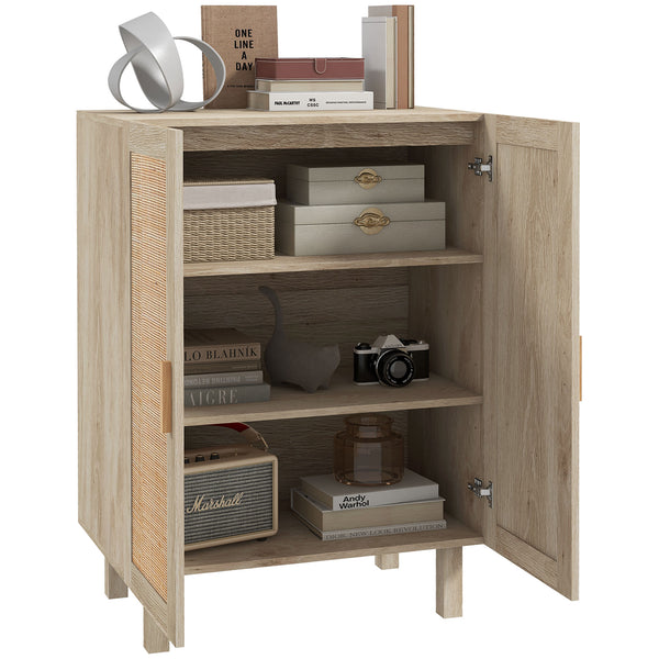 English Elm Homcom Boho Sideboard Buffet Cabinet With Rattan Doors, Adjustable Shelves, And Elevated Base Design W2225P217723