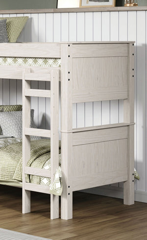 English Elm Rustic Twin-Over-Twin Bunk Bed in White Pine — Solid Brazilian Pine, Splittable, Ladder, 82"W x 63"H B2741S00280