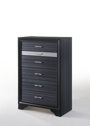 English Elm Naima Modern Textured Finish Dresser with Felt-Lined Jewelry Drawer, Silver Pulls, Smooth Glide Black 57 L x 20 W x 37 H B2726P261246