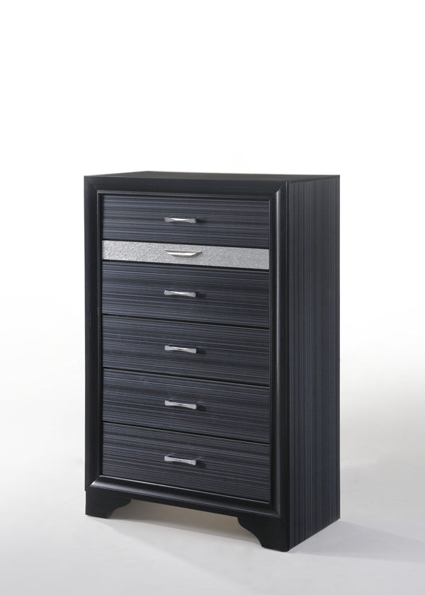 English Elm Naima Modern Textured Finish Dresser with Felt-Lined Jewelry Drawer, Silver Pulls, Smooth Glide Black 57 L x 20 W x 37 H B2726P261246