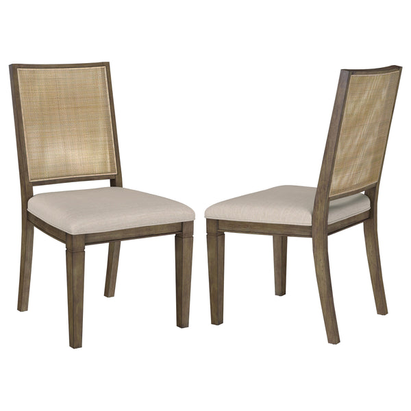 English Elm Stewart Woven Rattan Back Dining Side Chairs Set of 2 — Mahogany Frame, Light Brown Finish, Textured Elegant Seating for Casual & Formal Dining Room Ambiance B062P299931