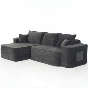 English Elm L Shaped Chenille Sectional with Deep Seats Modular Cloud Sofa for Living Room W3163S00104
