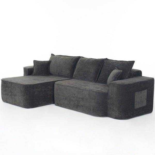 English Elm L Shaped Chenille Sectional with Deep Seats Modular Cloud Sofa for Living Room W3163S00104