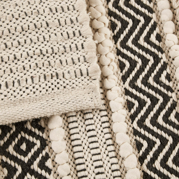 JLA Home INK+IVY - Woven Handcrafted Boho Bath Rug with Textured Stripes, Non-Slip Backing, Machine Washable Elegance 58 L x 22 W x 0.5H II72-1339