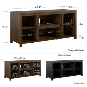 English Elm Parsons TV Stand for TVs up to 50" with ample open shelving, cord management, modern oak finish Black B2733P384489