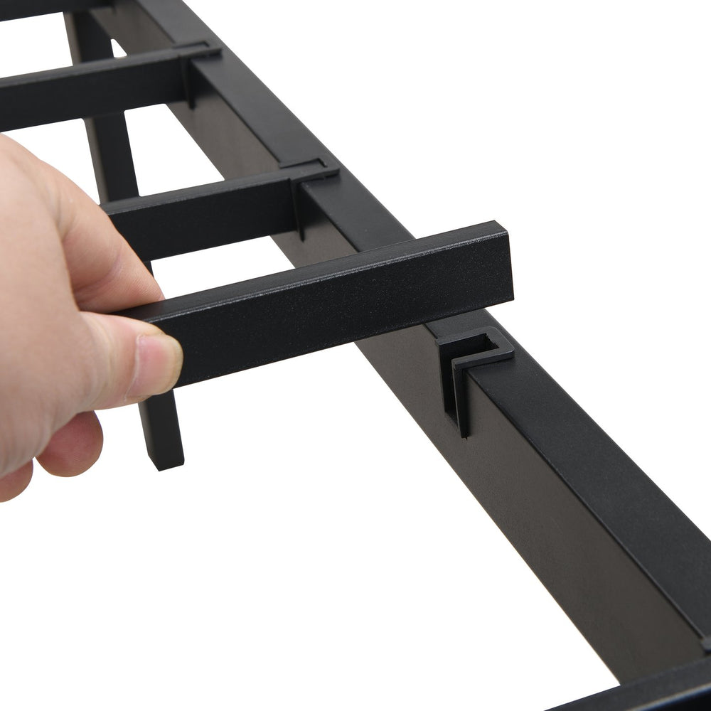 English Elm Full Size Metal Bedframe With Stylish Wood-Panel Headboard, Under-Bed Storage & Easy Assembly W2297P281496