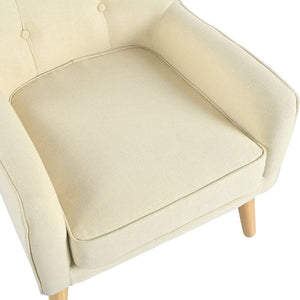 English Elm Mid-century Modern Accent Chair Tufted Polyester Upholstery Tapered Birch Legs N767P419113B
