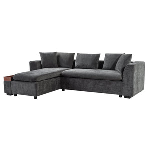 English Elm Sectional Chenille L-Shaped Sofa with Hidden Wooden Storage, Deep 18.9" Seats & Pocket Springs Gray N719S001970E