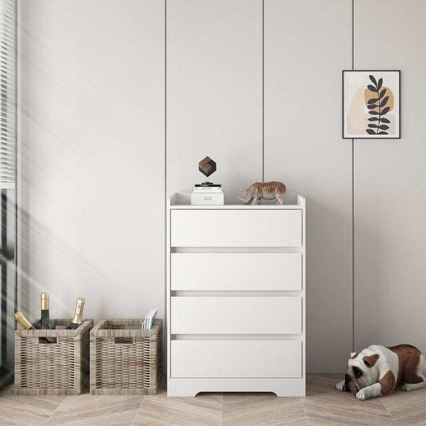 English Elm 4 Drawer Dresser with Anti-Tip Kit, Waterproof White Chest, Modern Sturdy Frame, Safe Smooth Drawers W132166400