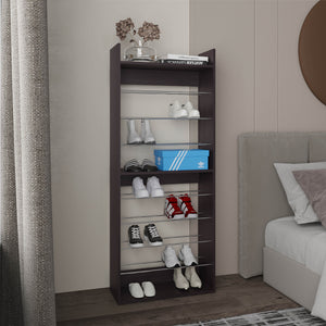 English Elm Ronald 10-Tier Slim Shoe Organizer, Vertical Freestanding Storage for 20 Pairs, Kronos Wengue Finish B200P335359