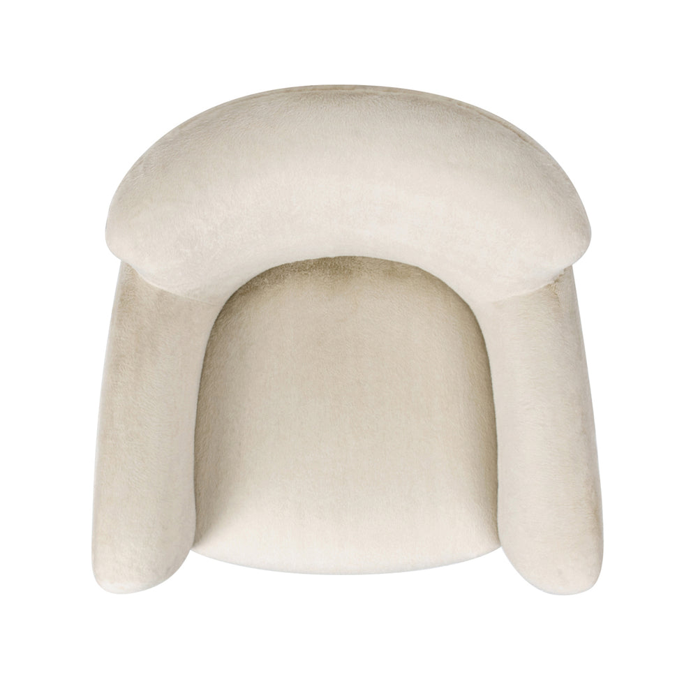 English Elm Jennifer Taylor Home - Wolffe Curved Arm Accent Chair 32" in Crème de la Crème White Faux Fur — Plush Rounded Arms, Cozy Elegance B2719P238279