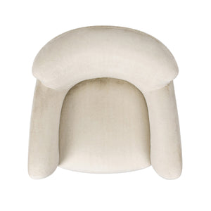 English Elm Jennifer Taylor Home - Wolffe Curved Arm Accent Chair 32" in Crème de la Crème White Faux Fur — Plush Rounded Arms, Cozy Elegance B2719P238279