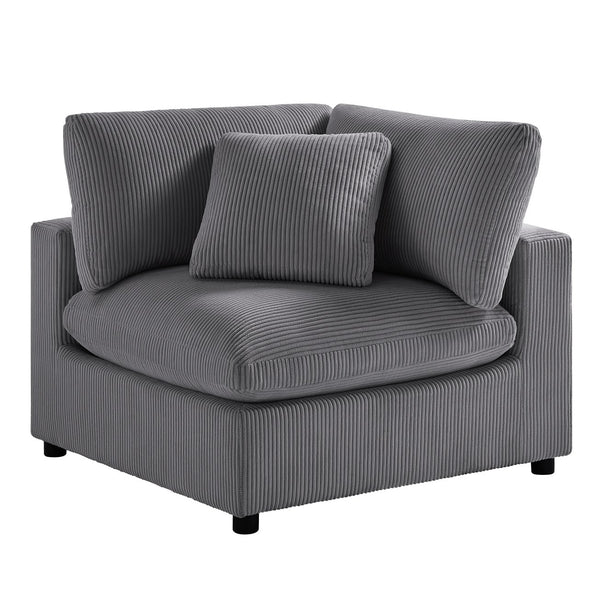 English Elm Chelsea Corner Wedge Chair - Modern Charcoal Corduroy With Plush Comfort & Removable Covers B050P404286