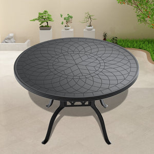 English Elm 47.24-Inch Cast Aluminum Round Dining Table With Black Frame – Stylish, Durable & Weather-Resistant! W1710P166028-GIGA