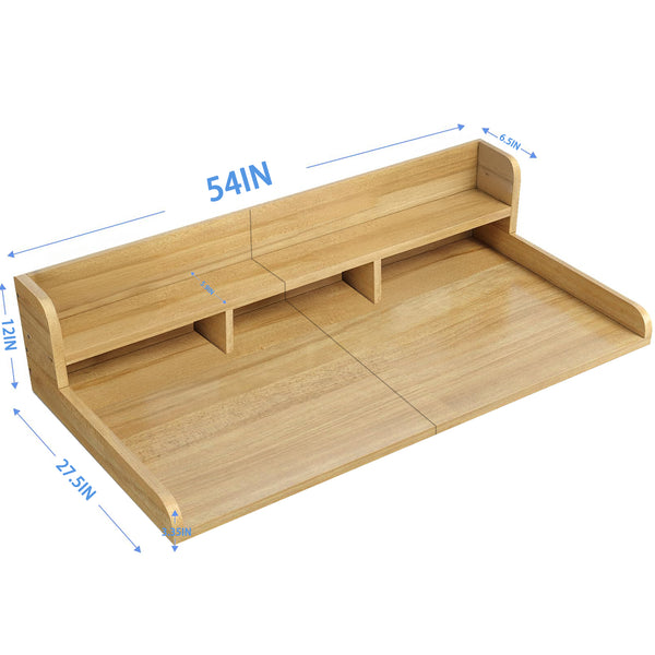 English Elm Washer Laundry Countertop 54" x 27.5" Double-Layer MDF Topper with Raised Edge & Non-Slip Pads Natural Wood W2641P309103