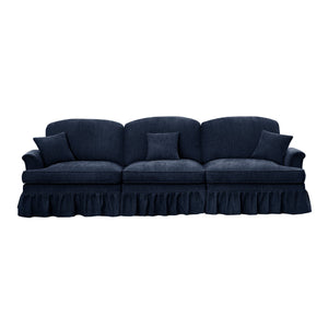 English Elm Elegant Mid Century 3-Seater Sofa With Flared Arms & Removable Skirts - Versatile Chenille Comfort W3041S00255