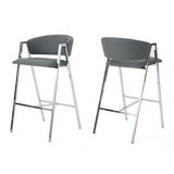 Christopher Knight Home® - Noble House - Marlon Modern Grey Leather 28.25 Inch Barstool - Set of 2