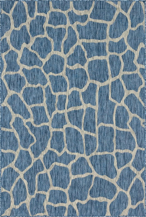 Unique Loom Outdoor Safari Giraffe Machine Made Animal Print Rug Blue, Gray 6' 1" x 9' 0"