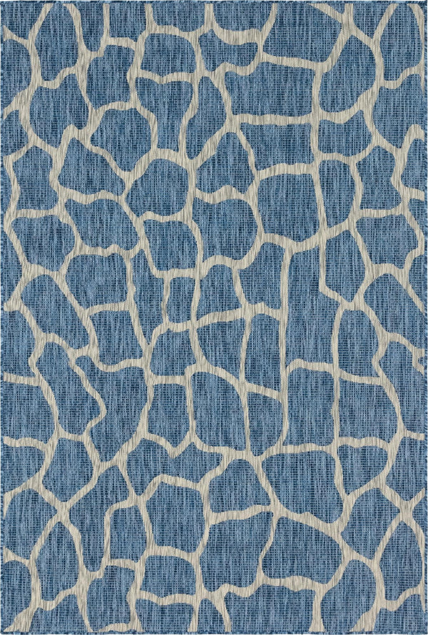 Unique Loom Outdoor Safari Giraffe Machine Made Animal Print Rug Blue, Gray 6' 1" x 9' 0"