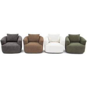 English Elm 360° Swivel Chair with Boucle Upholstery, Deep Pocket-Spring Seat, Ergonomic Curved Arms & Minimalist Design for Living Room Comfort Beige N719P288552A