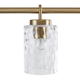 INK+IVY Curiana Transitional 5-light Linear Chandelier with Textured Glass Shades FB150-1191 Antique Brass